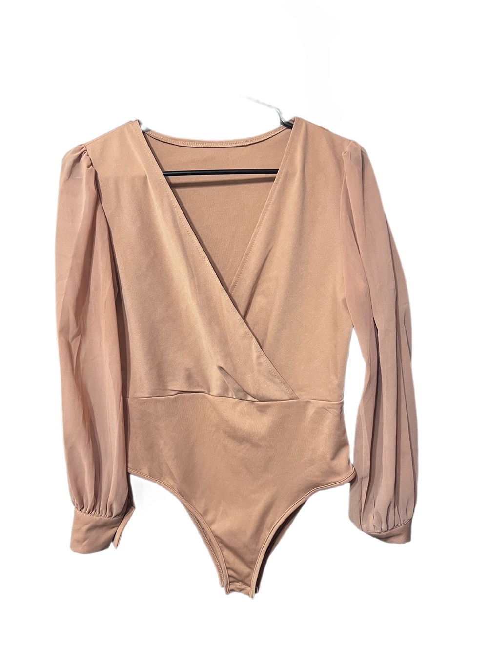 Women’s Nude Long-Sleeve Wrap Bodysuit